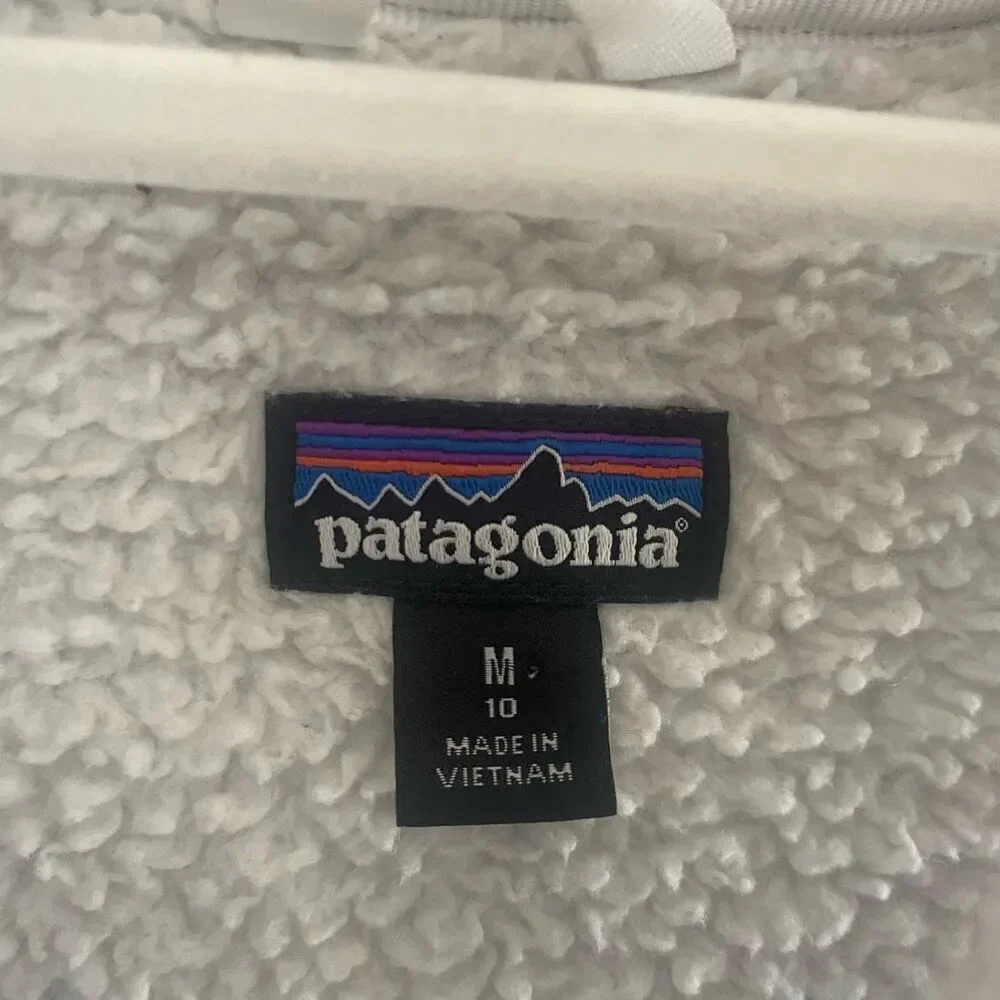 Patagonia White Sherpa Deep Fleece Full Zip Vest Girls Size Medium 10